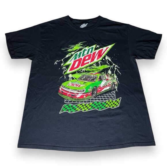 Mountain Dew 2022 NASCAR Black Car Racing Graphic Short Sleeve Shirt Men Size L - Picture 1 of 6